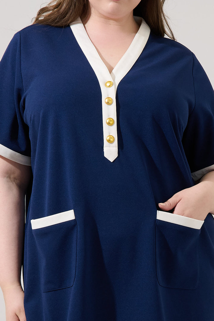 Durmela Contrast Shift Mini Dress Curve