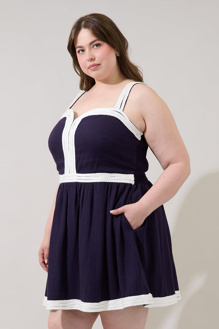 Diamy Braided Contrast Mini Dress Curve