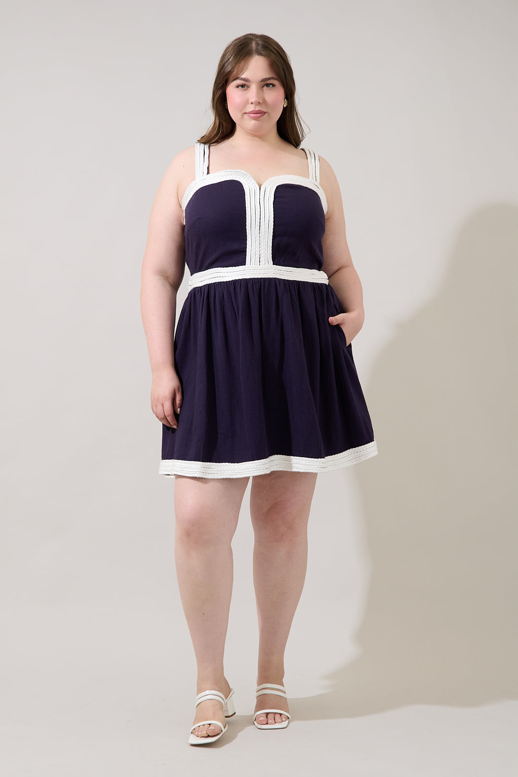 Diamy Braided Contrast Mini Dress Curve
