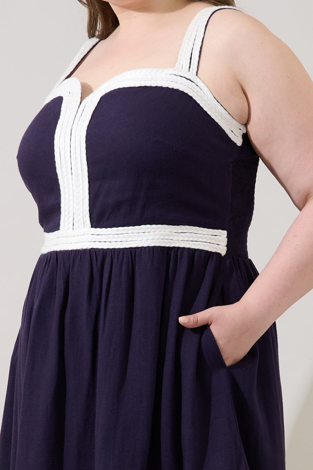 Diamy Braided Contrast Mini Dress Curve