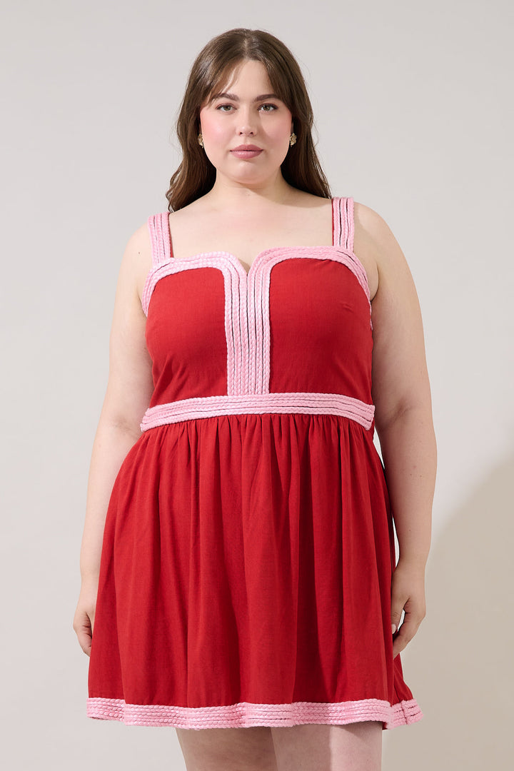 Diamy Braided Contrast Mini Dress Curve