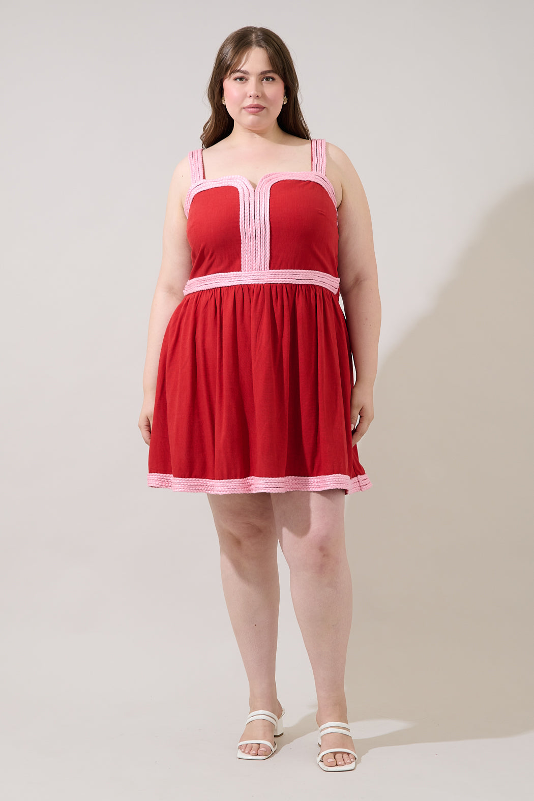 Diamy Braided Contrast Mini Dress Curve