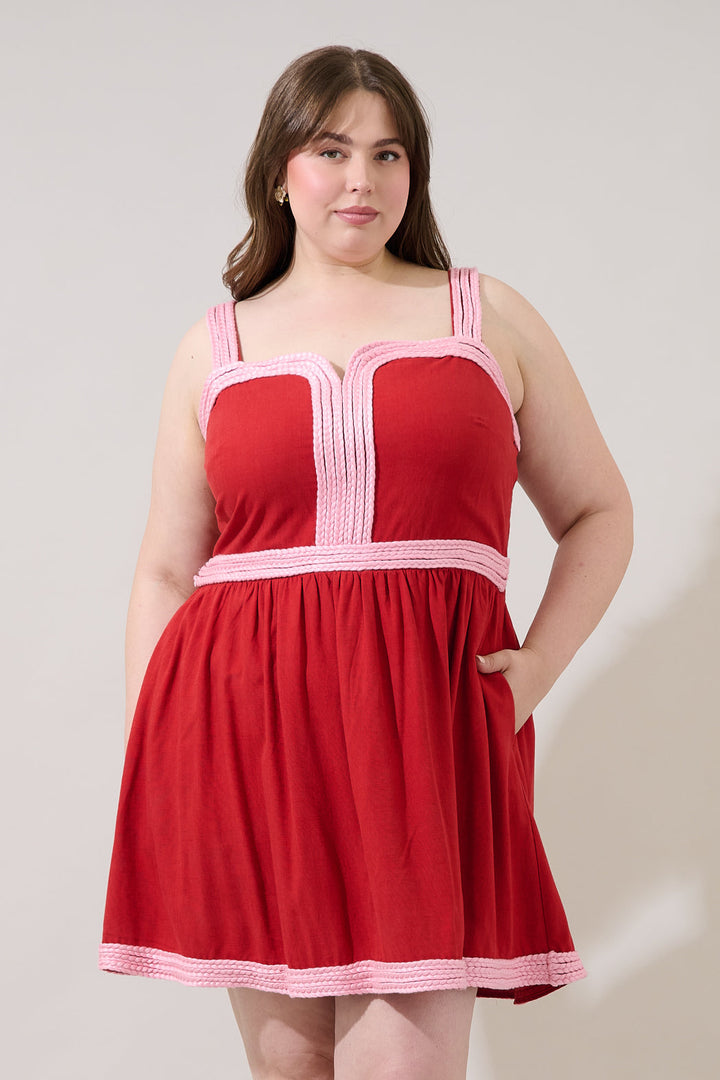 Diamy Braided Contrast Mini Dress Curve
