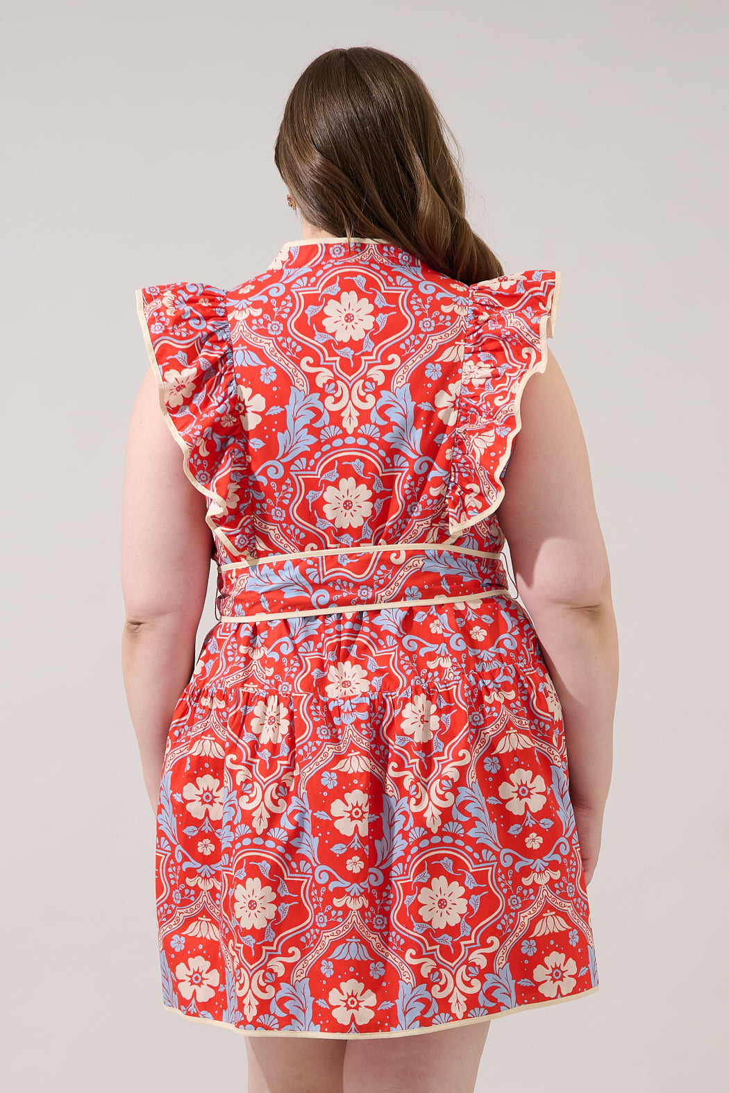 Kailin Ruffle Mini Dress Elvina Floral Curve