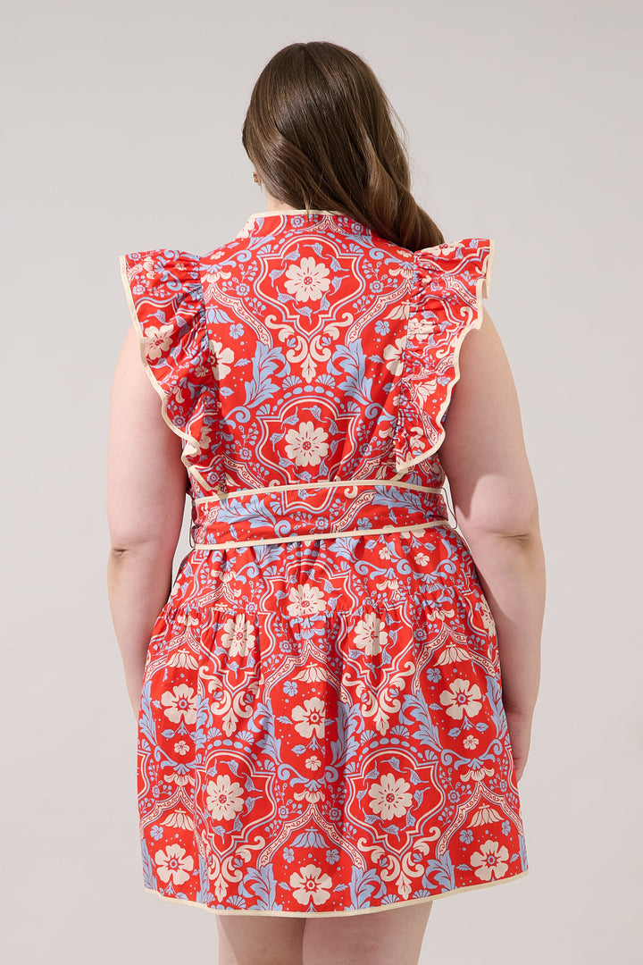 Kailin Ruffle Mini Dress Elvina Floral Curve
