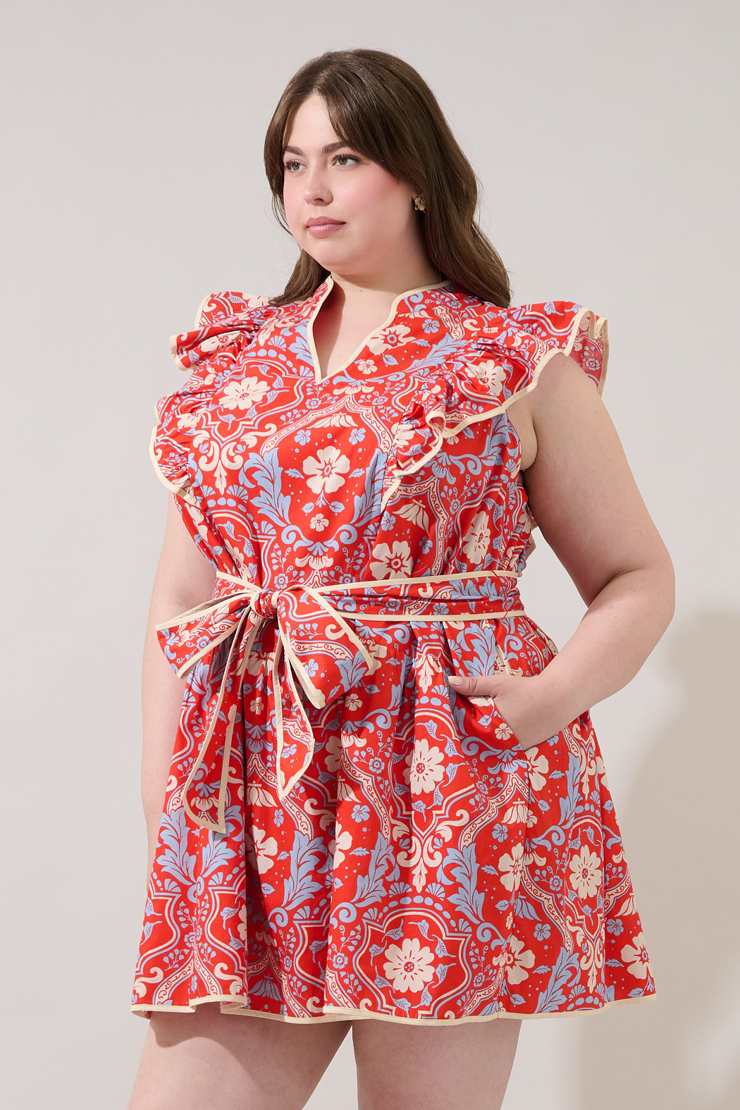 Kailin Ruffle Mini Dress Elvina Floral Curve