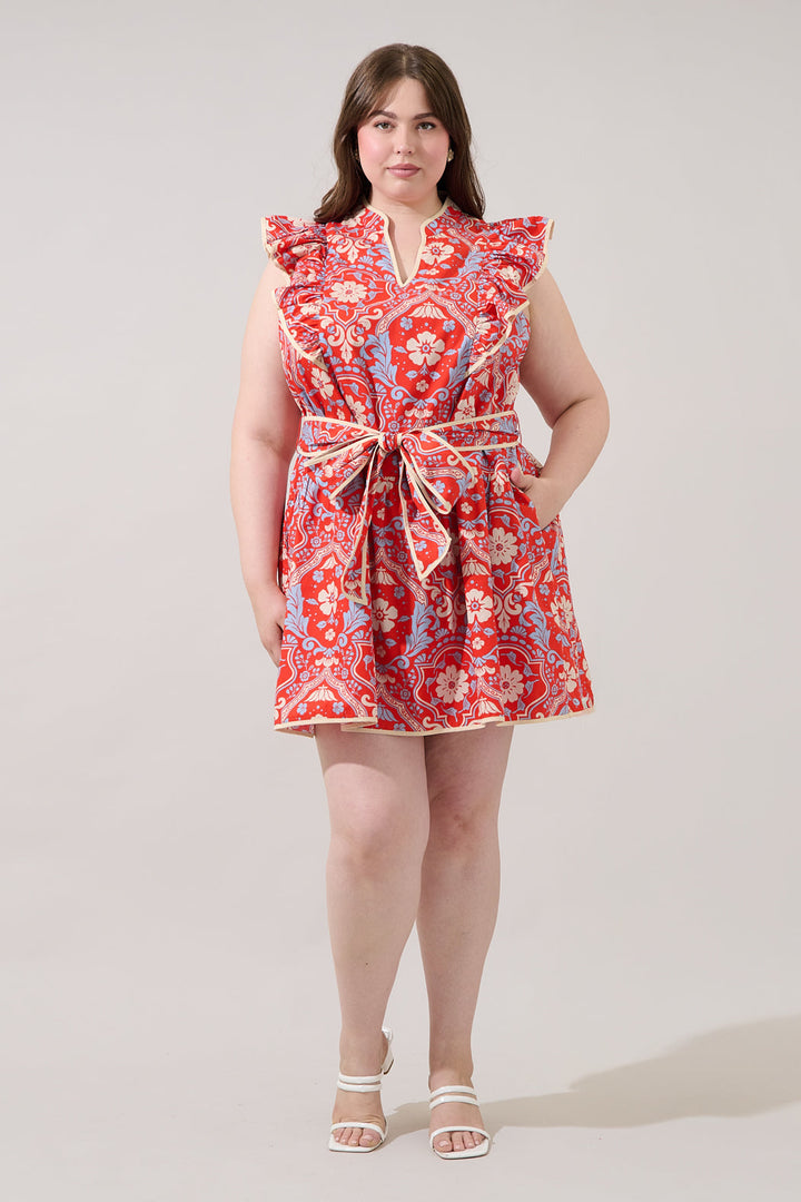 Kailin Ruffle Mini Dress Elvina Floral Curve