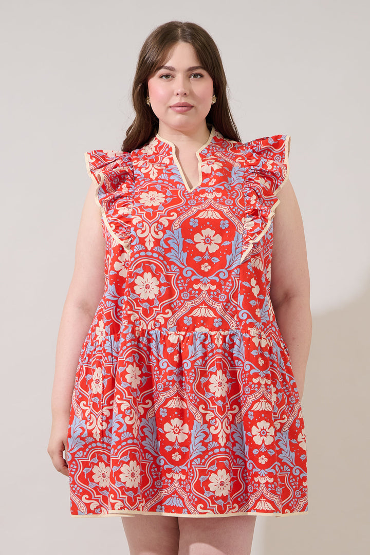 Kailin Ruffle Mini Dress Elvina Floral Curve