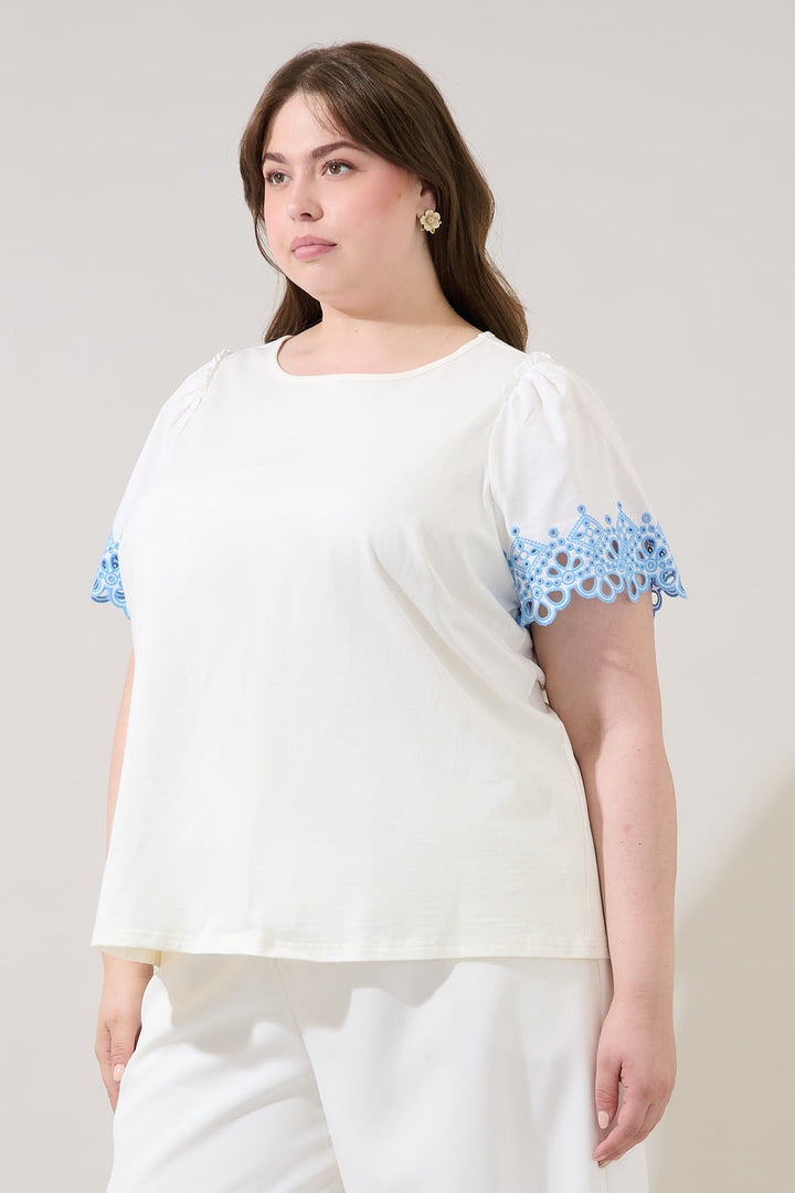 Jainy Embroidered Knit Top Curve