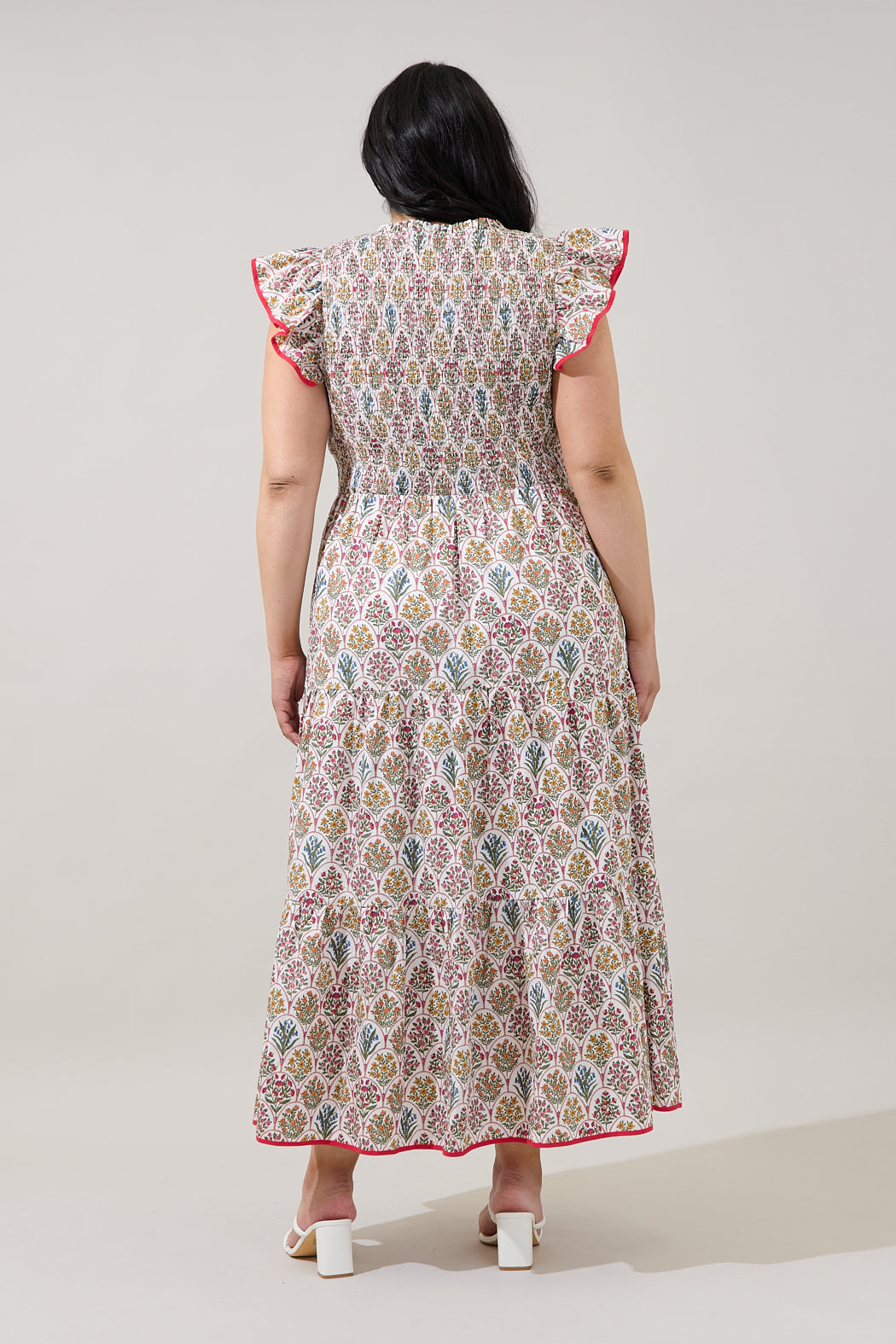 Sunfire Tiered Midi Dress Kathy Floral Curve