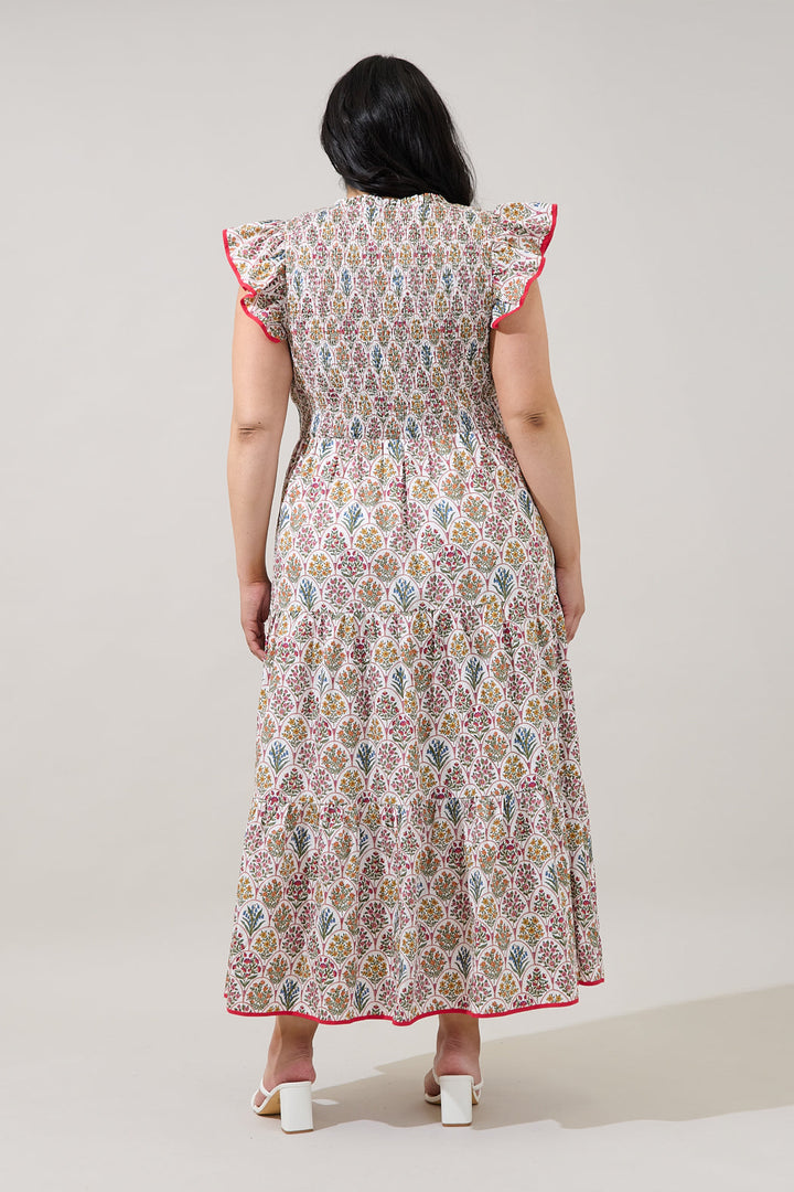 Sunfire Tiered Midi Dress Kathy Floral Curve
