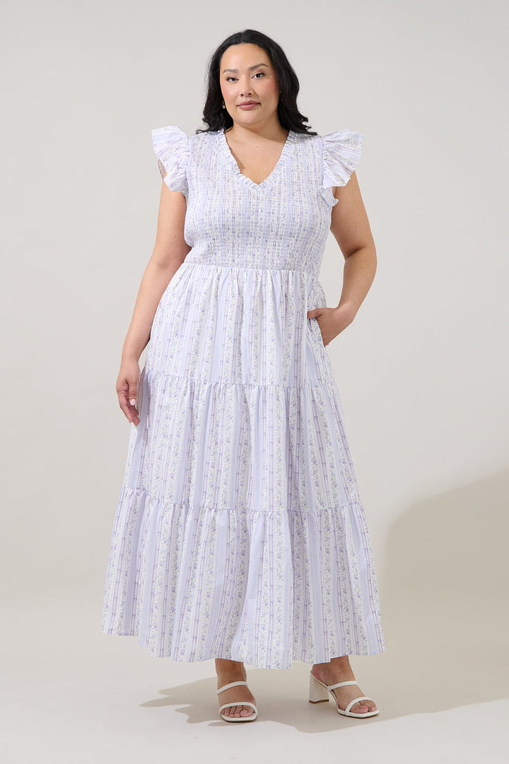 Sunfire Tiered Midi Dress Madale Floral Curve