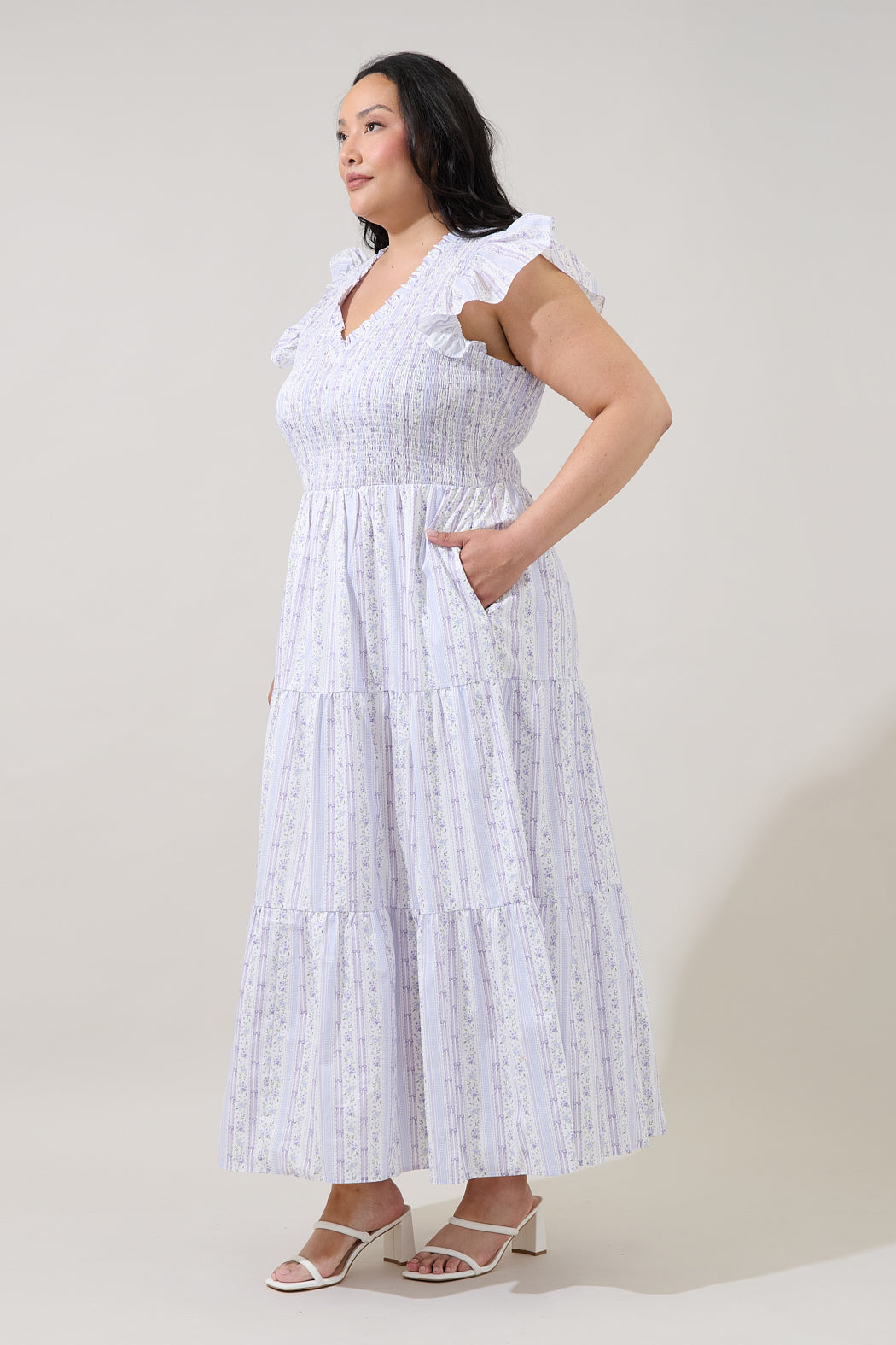Sunfire Tiered Midi Dress Madale Floral Curve