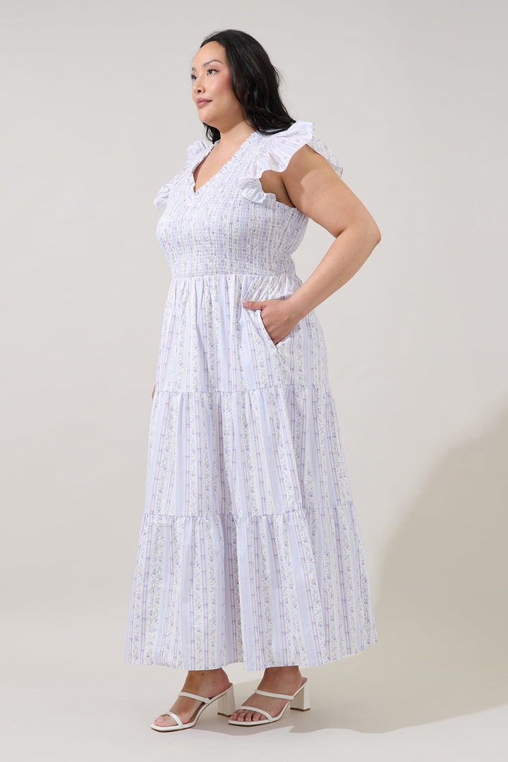 Sunfire Tiered Midi Dress Madale Floral Curve