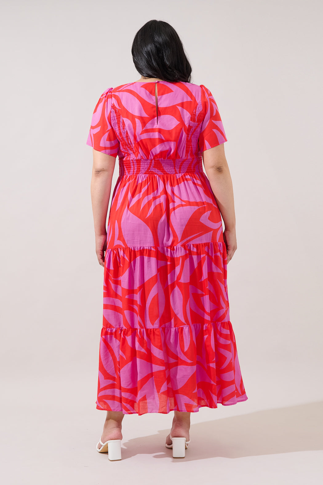 Alexis Poplin Tiered Midi Dress Abstract Curve