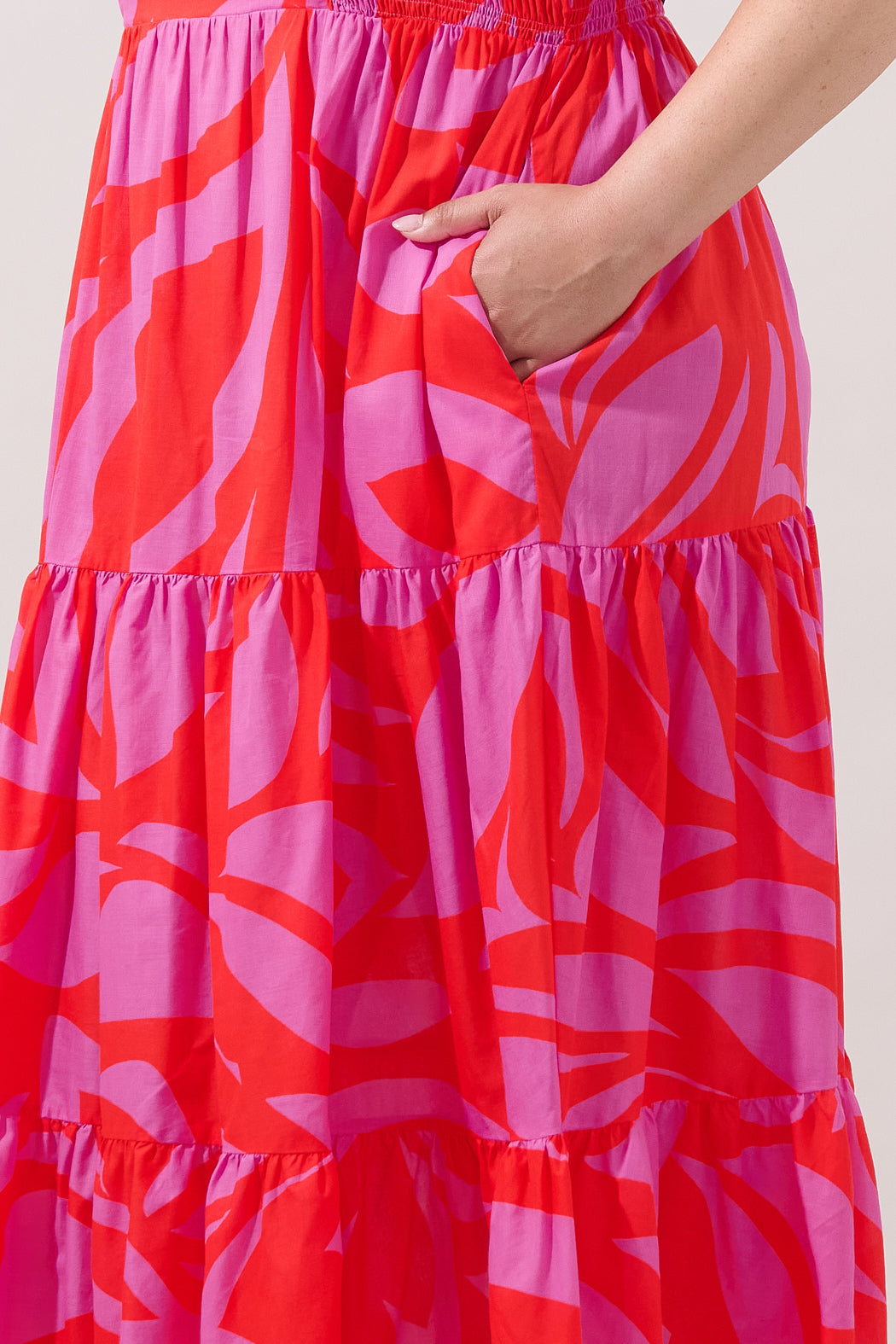 Alexis Poplin Tiered Midi Dress Abstract Curve