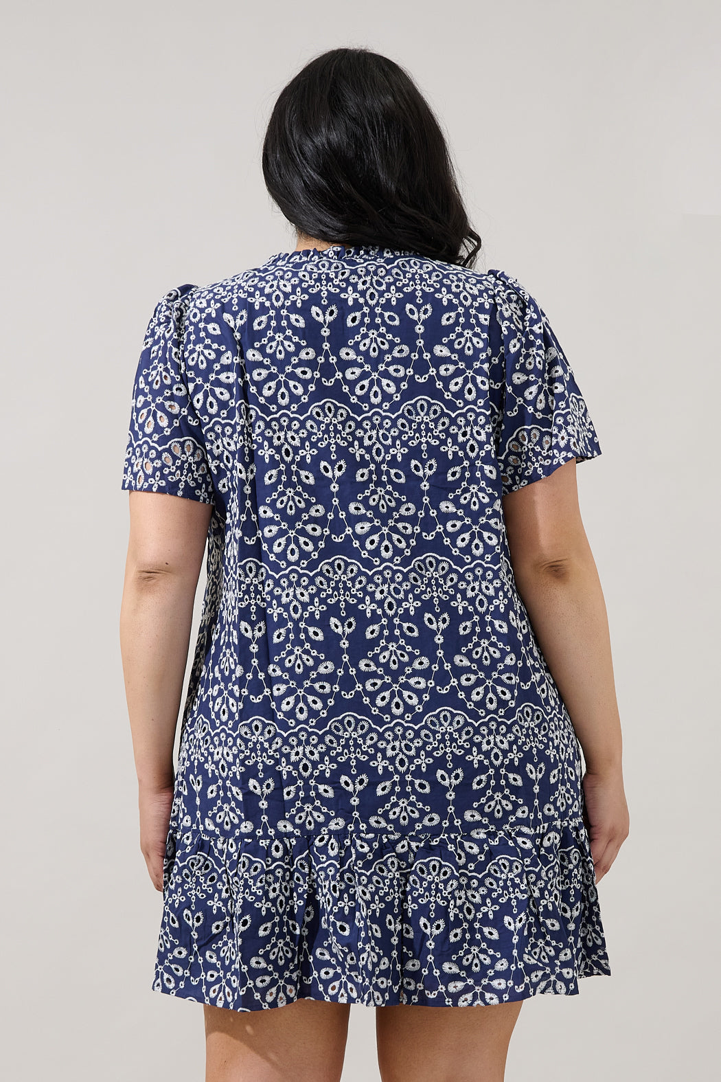 Viridiana Floral Eyelet Mini Dress Curve
