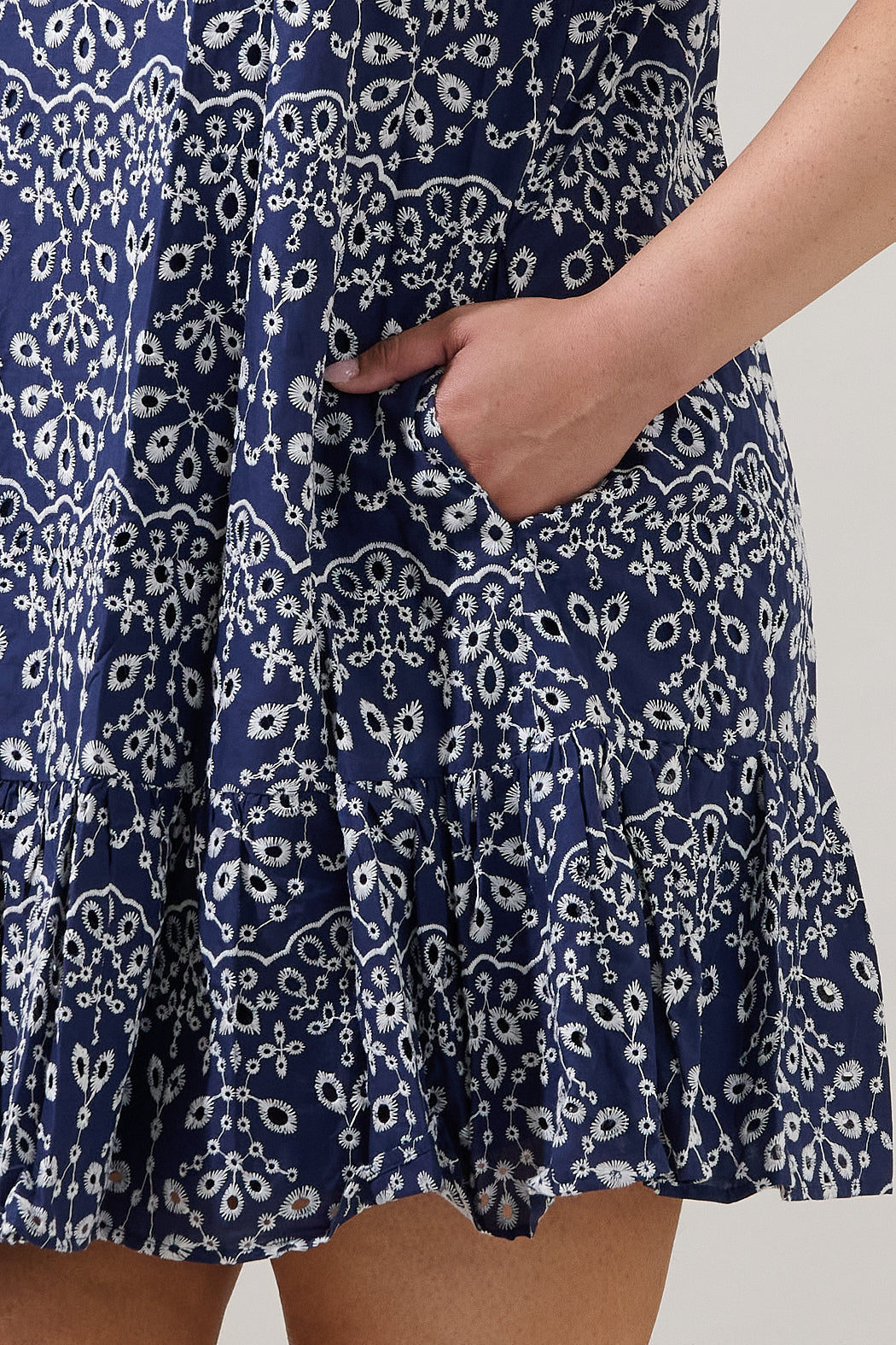 Viridiana Floral Eyelet Mini Dress Curve