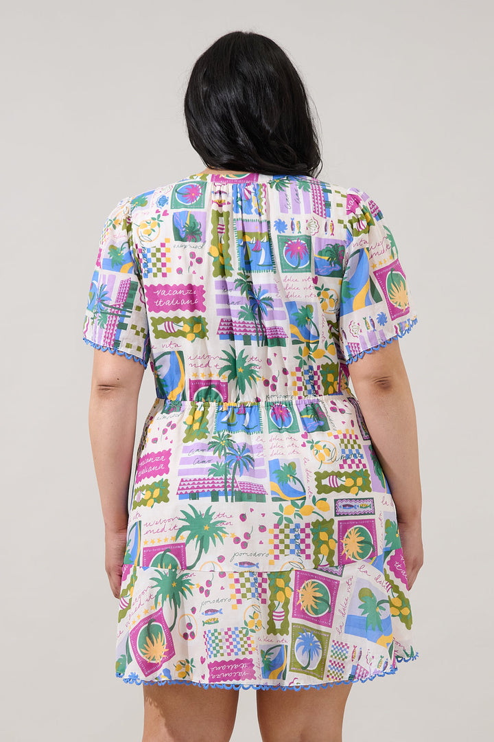 Bouse Shift Mini Dress Postcard Curve