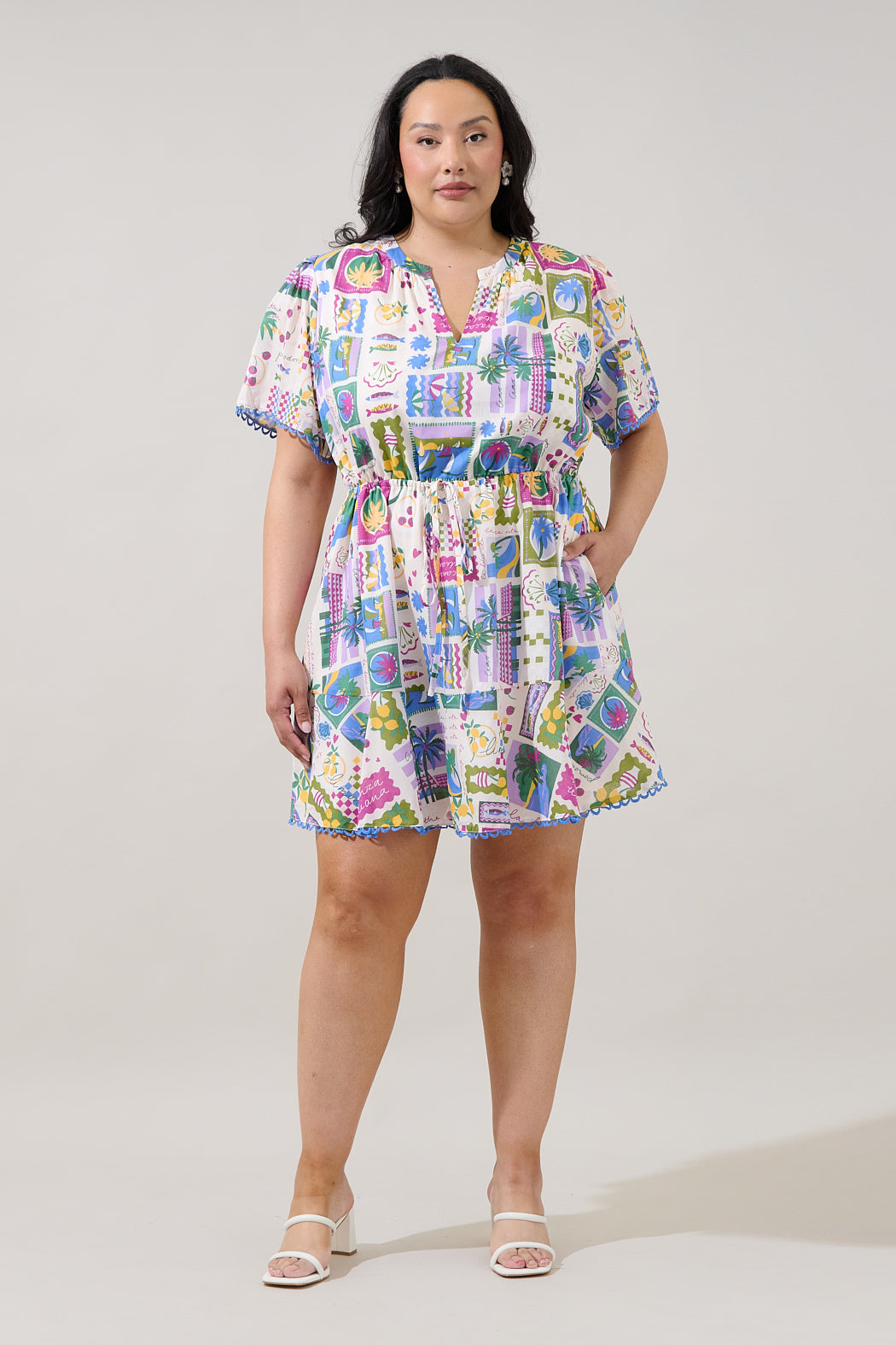 Bouse Shift Mini Dress Postcard Curve
