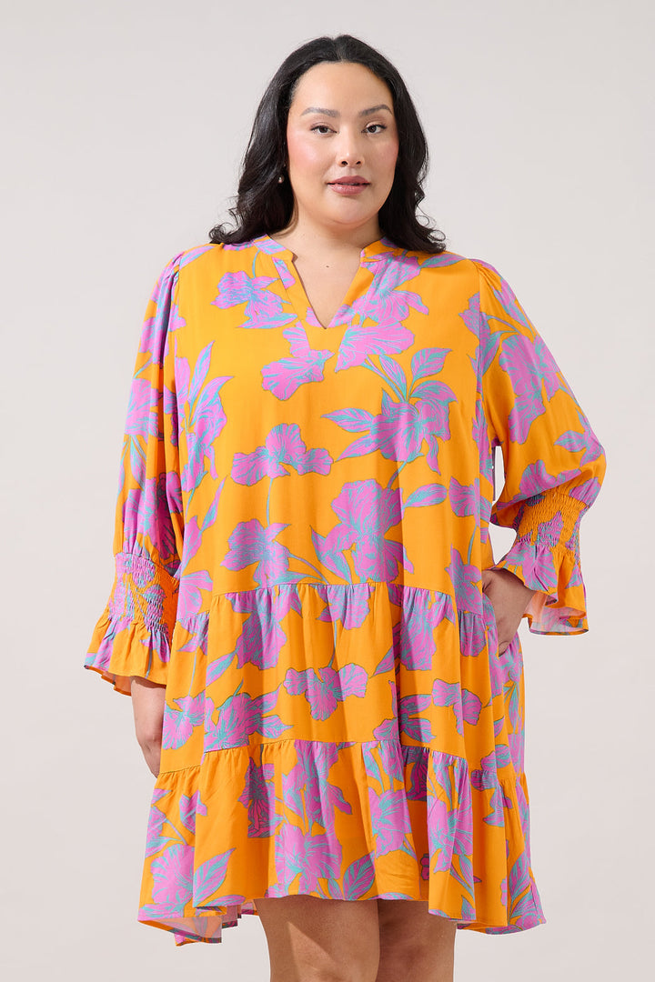 Anamy Shift Mini Dress Floral Curve