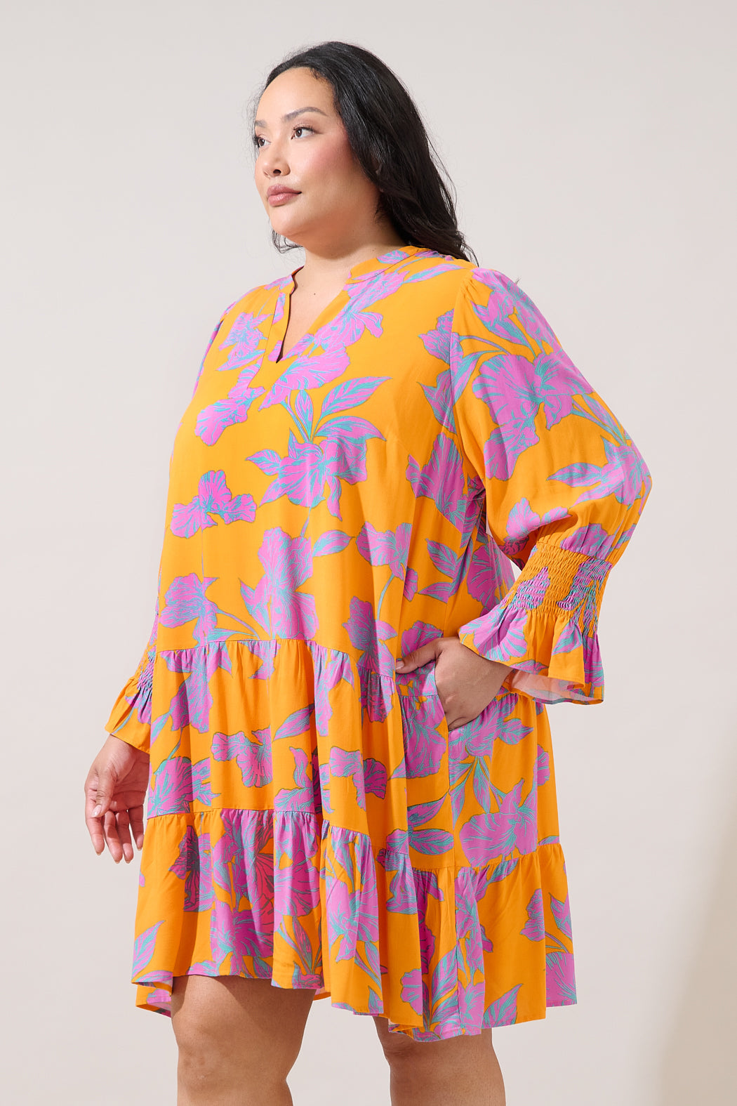 Anamy Shift Mini Dress Floral Curve
