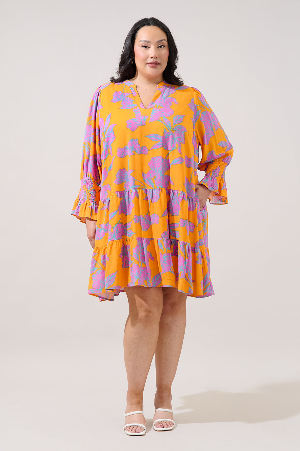 Anamy Shift Mini Dress Floral Curve