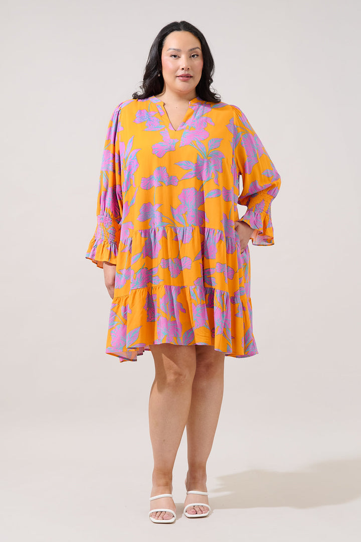 Anamy Shift Mini Dress Floral Curve