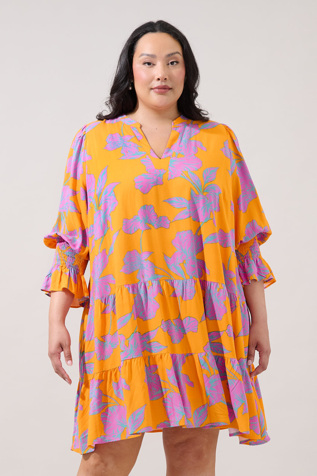 Anamy Shift Mini Dress Floral Curve