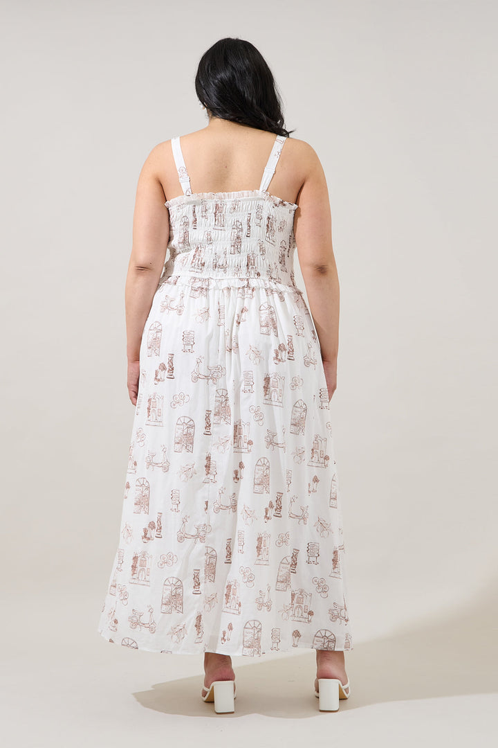 Riela Smocked Maxi Dress Toile Curve