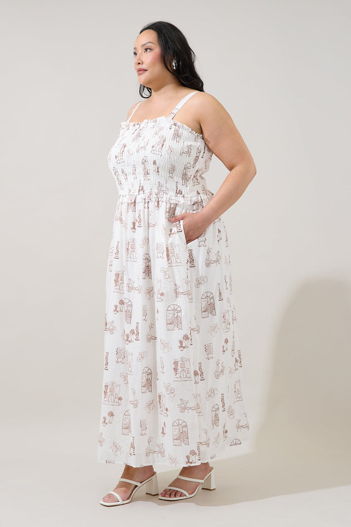 Riela Smocked Maxi Dress Toile Curve