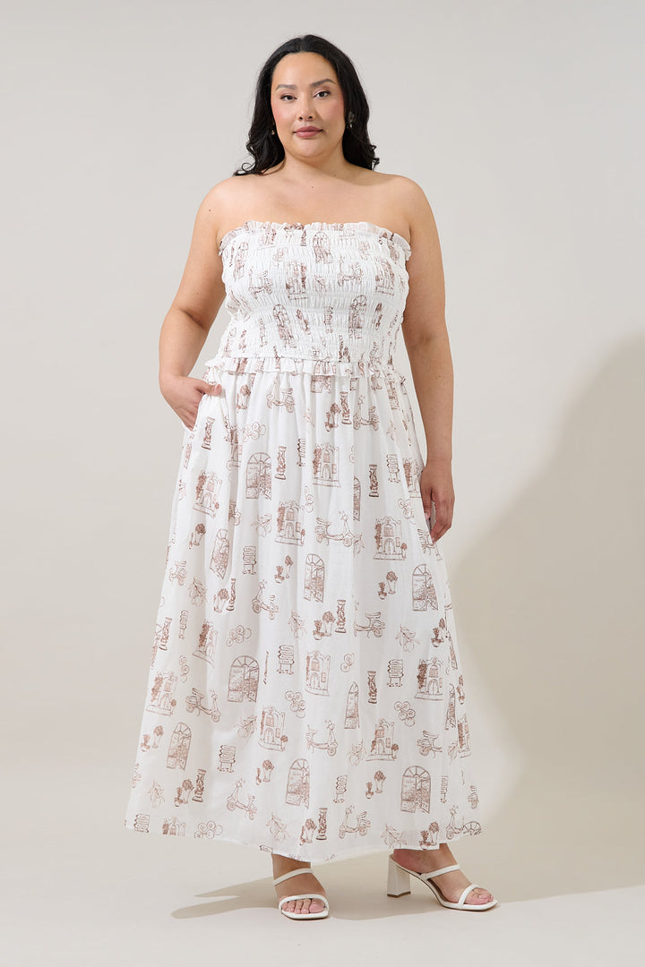 Riela Smocked Maxi Dress Toile Curve