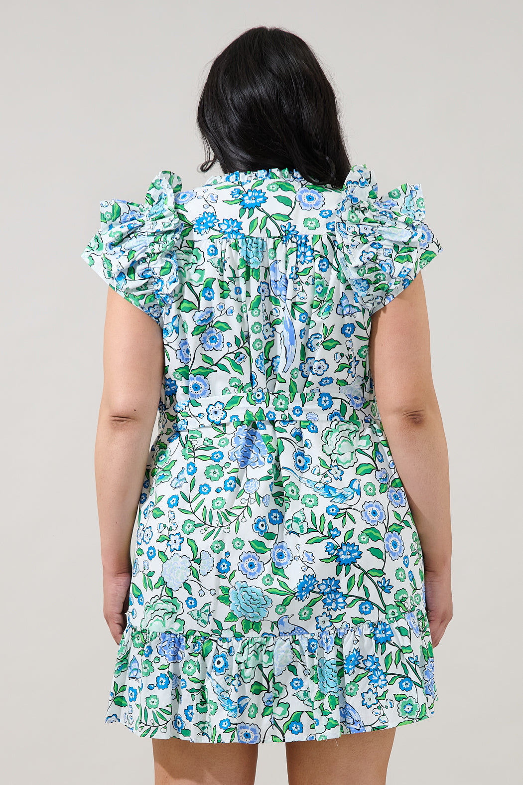 Ivona Ruffle Mini Dress Gianne Floral Curve