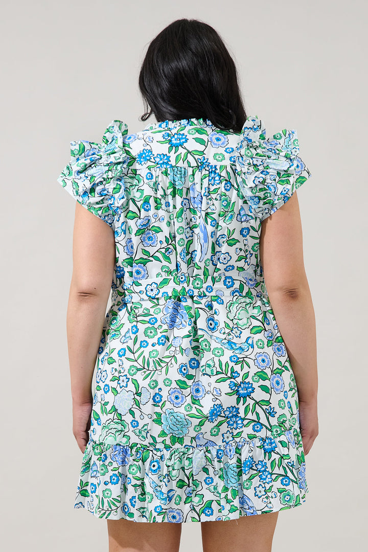 Ivona Ruffle Mini Dress Gianne Floral Curve