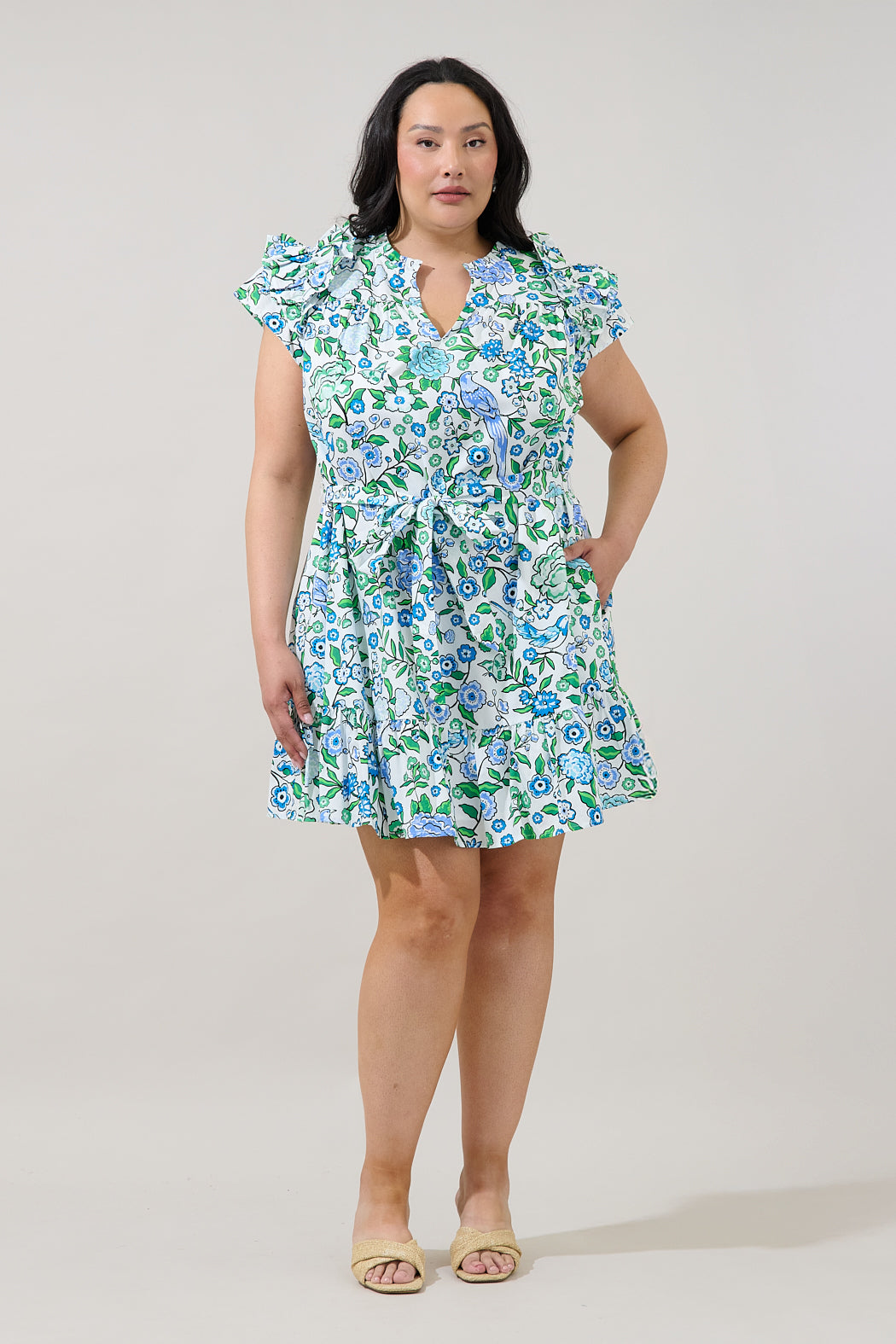 Ivona Ruffle Mini Dress Gianne Floral Curve