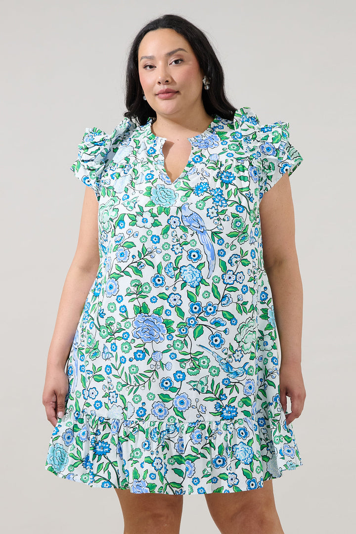 Ivona Ruffle Mini Dress Gianne Floral Curve