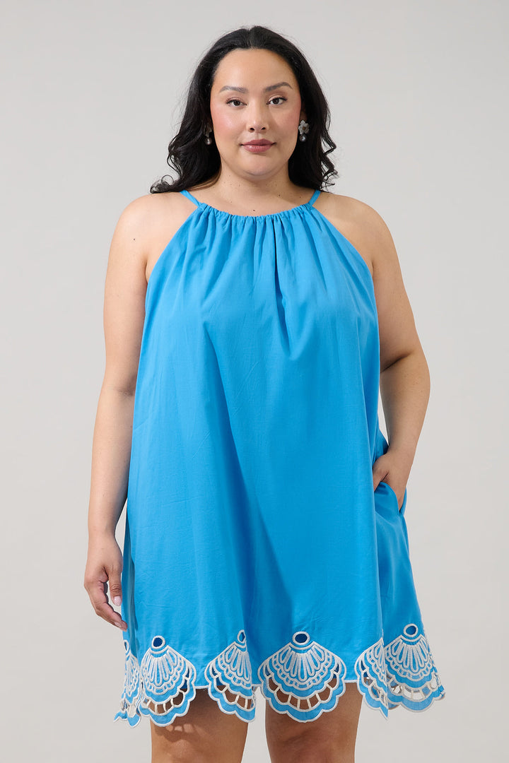 Regina Embroidered Shift Mini Dress Curve