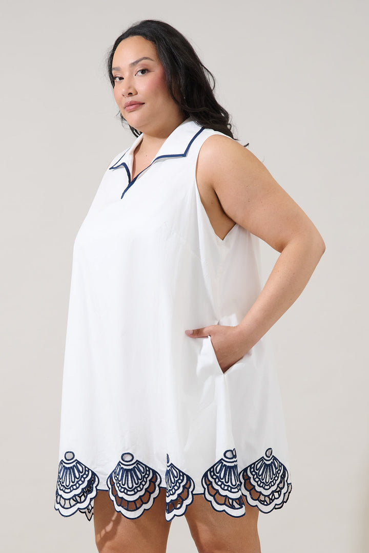 Ashley Embroidered Collared Mini Dress Curve