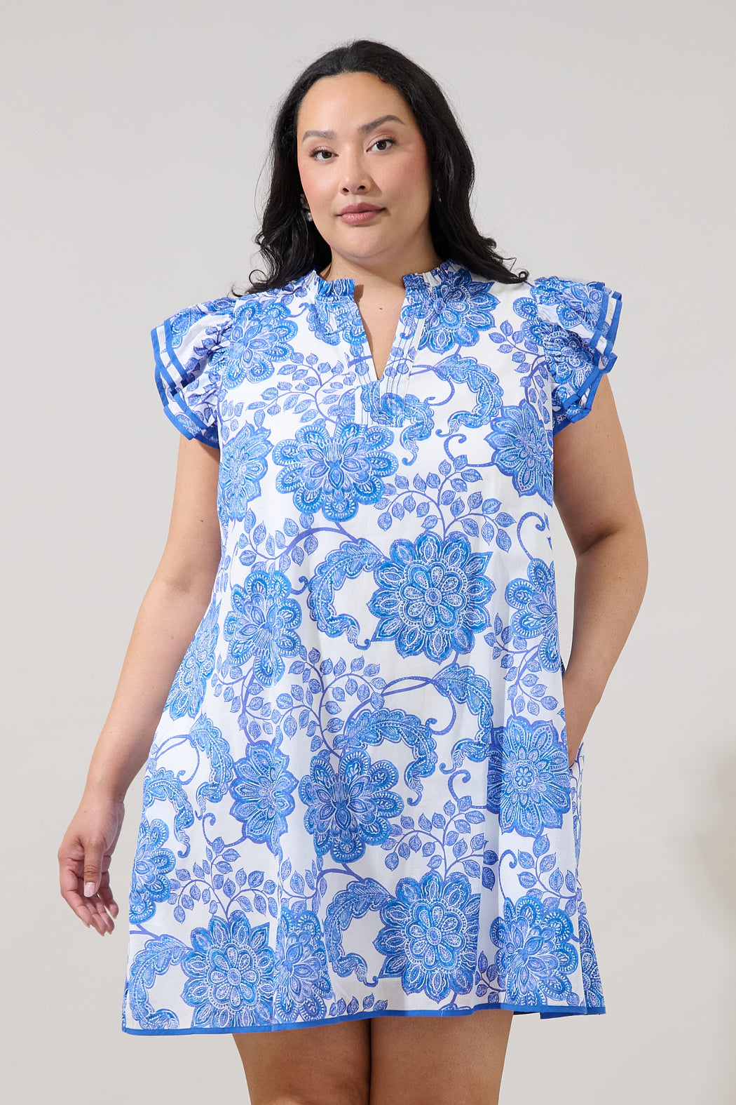 Merina Shift Mini Dress Floral Curve