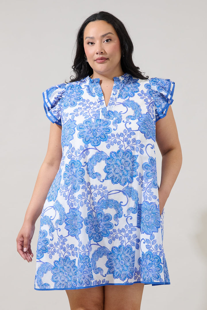 Merina Shift Mini Dress Floral Curve