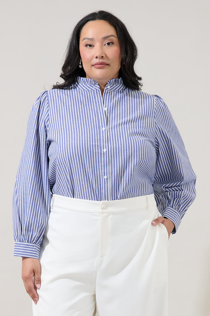 Sandy Striped Doris Button Down Shirt Curve