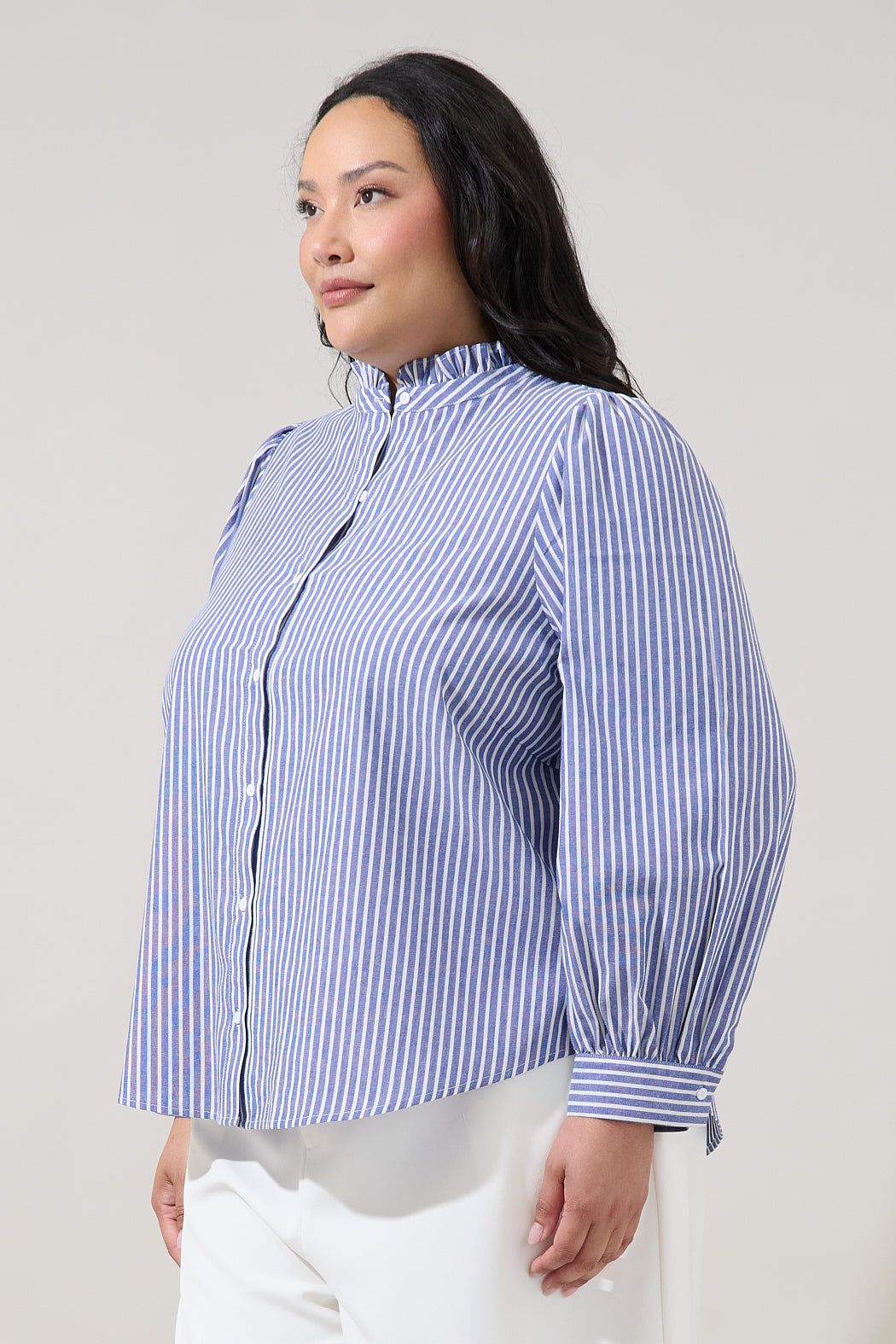 Sandy Striped Doris Button Down Shirt Curve