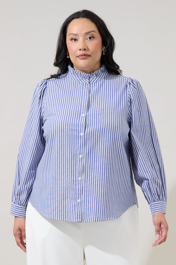 Sandy Striped Doris Button Down Shirt Curve