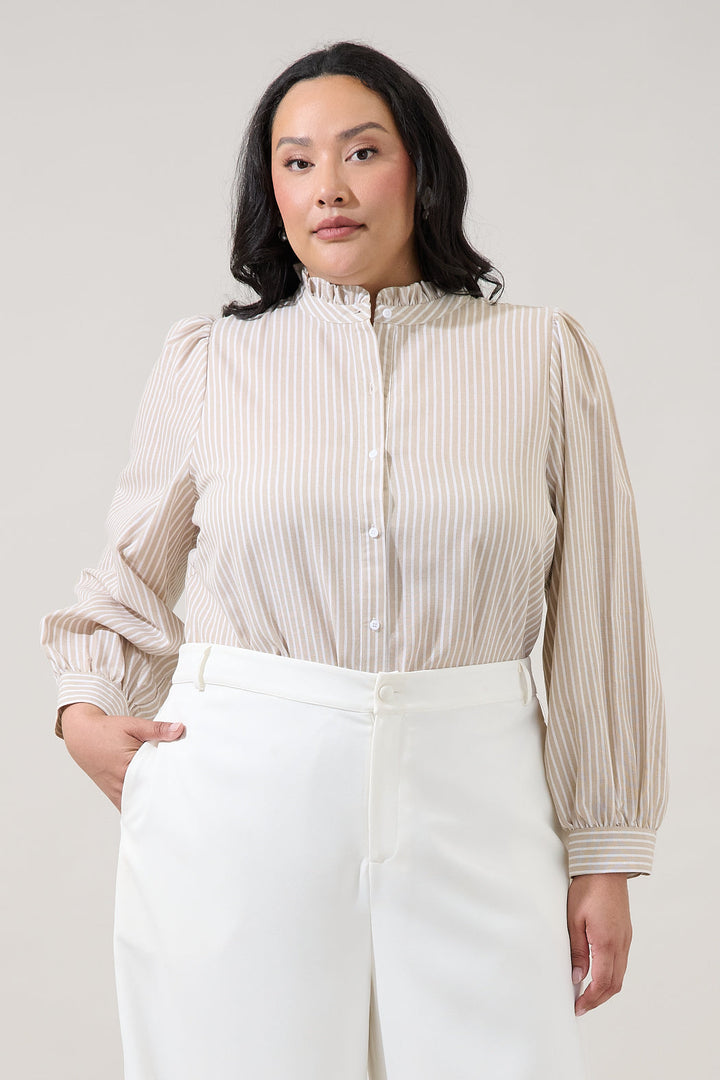 Sandy Striped Doris Button Down Shirt Curve