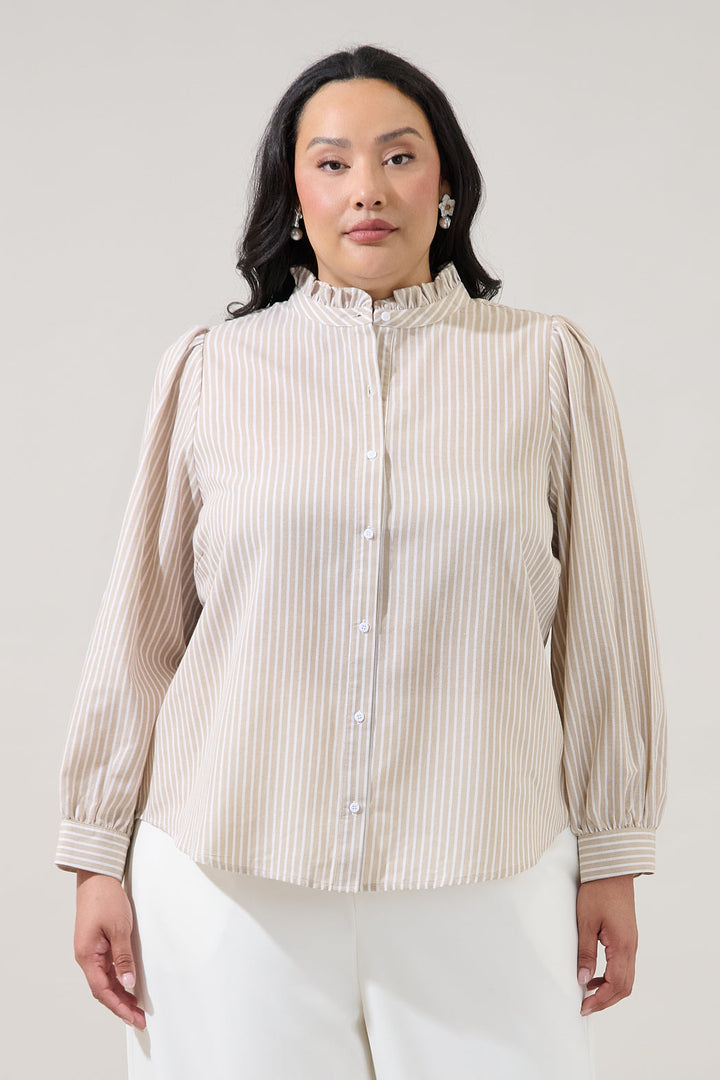 Sandy Striped Doris Button Down Shirt Curve