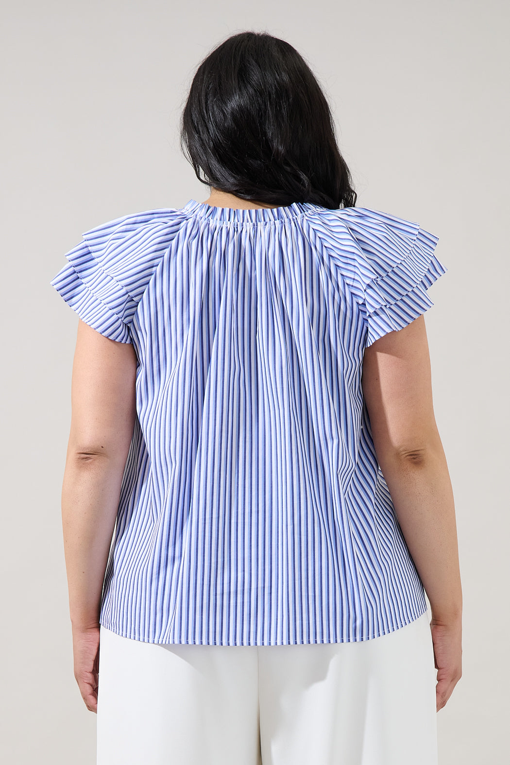 Hita Ruffle Top Messa Stripe Curve