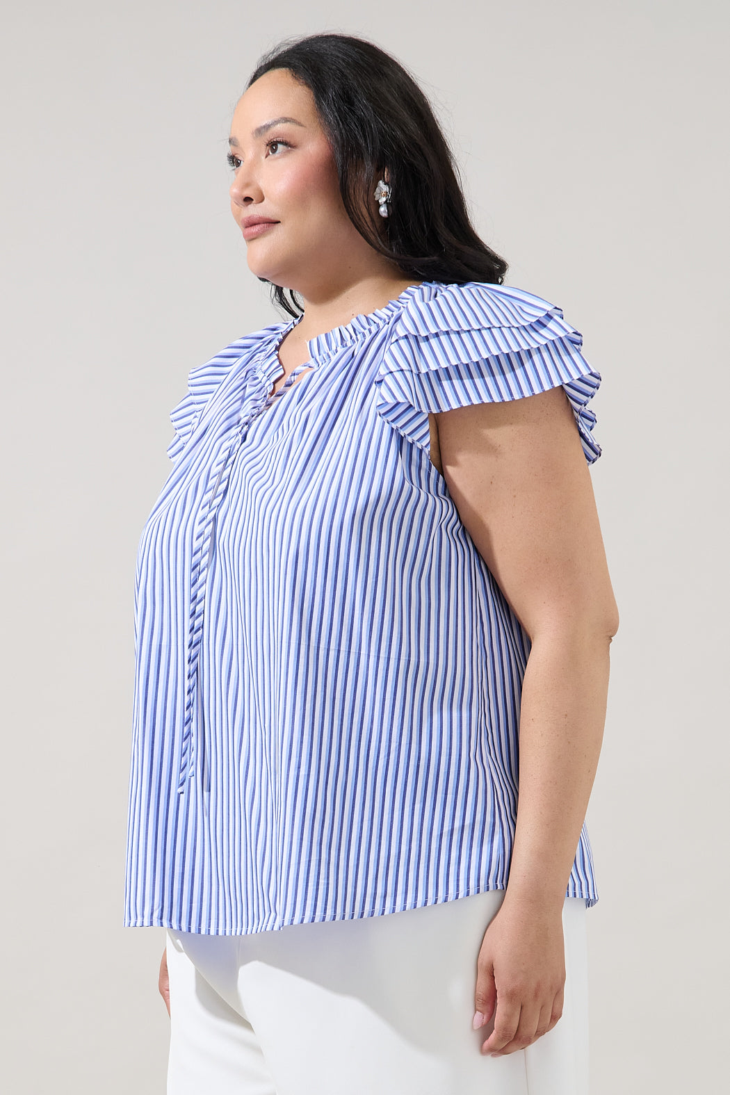 Hita Ruffle Top Messa Stripe Curve