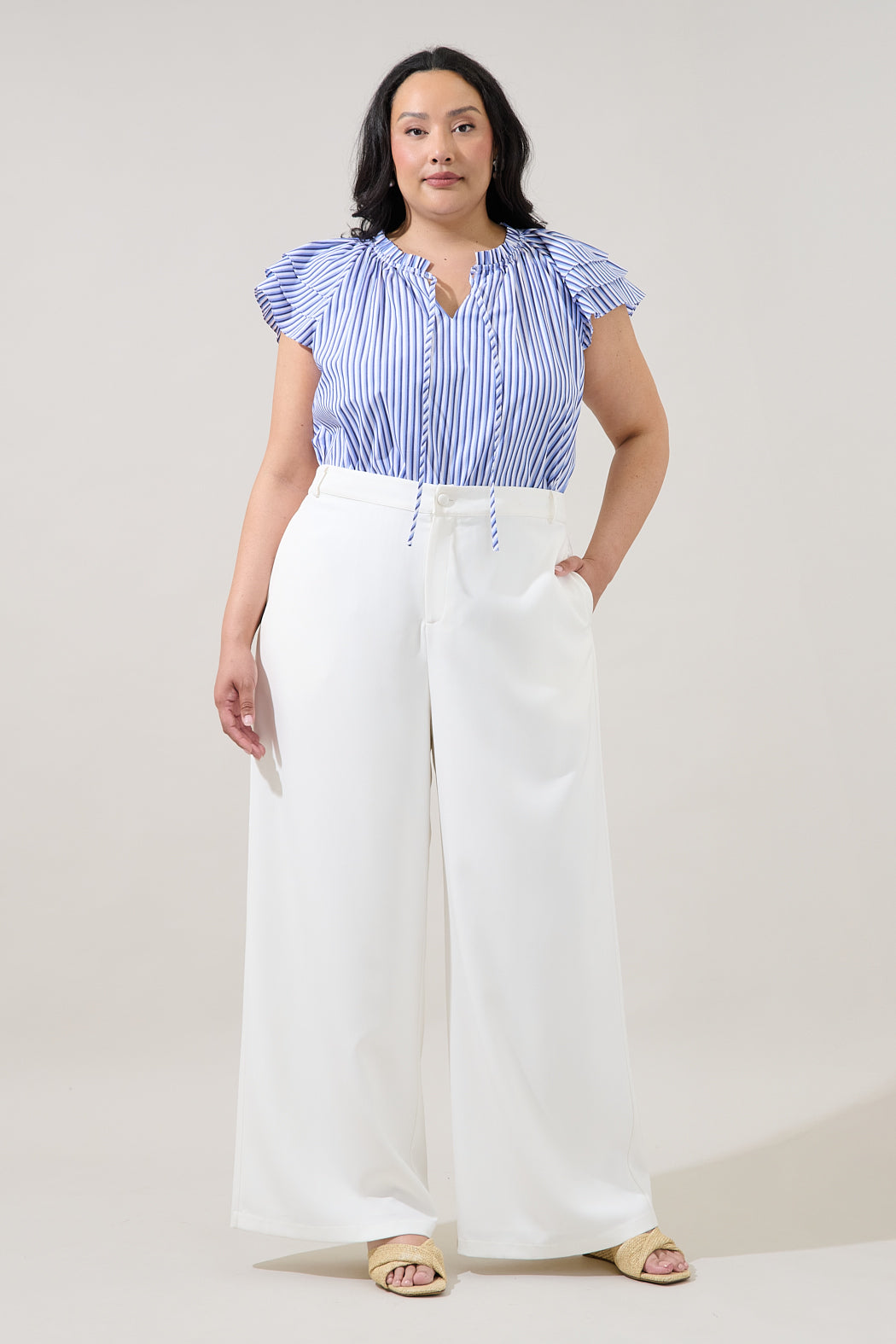 Hita Ruffle Top Messa Stripe Curve