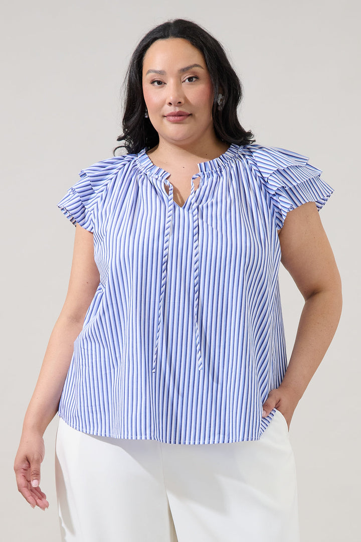 Hita Ruffle Top Messa Stripe Curve