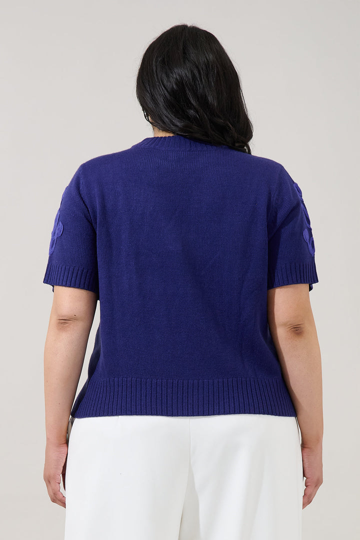 Winsley Floral Embroidered Sweater Top Curve